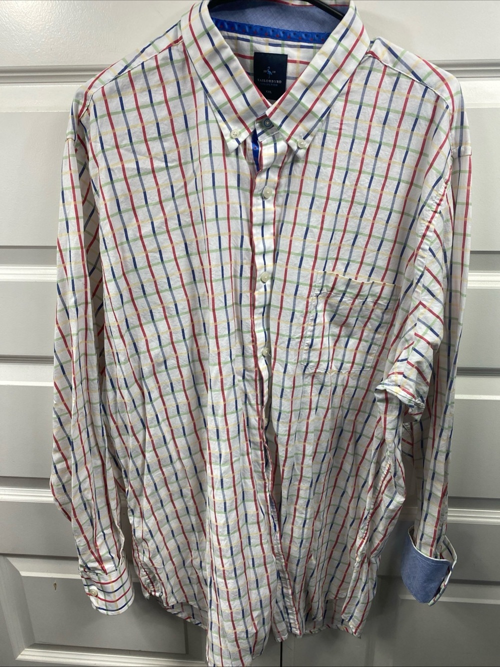 Tailorbyrd Collection Men’s Button Front  Down Stripes XXL 2XL Cuffed Shirt